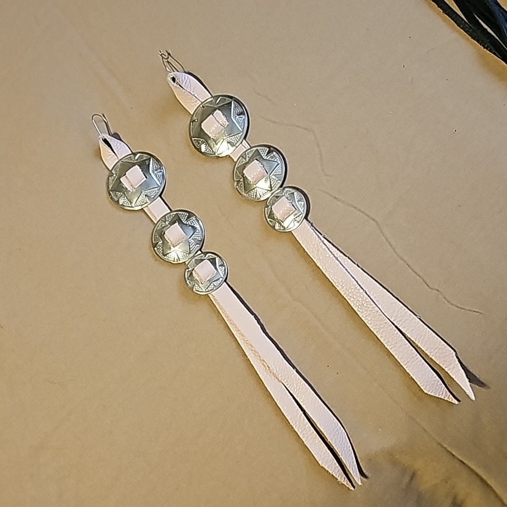 Saddle Tramp Pink Leather Concho Earrings